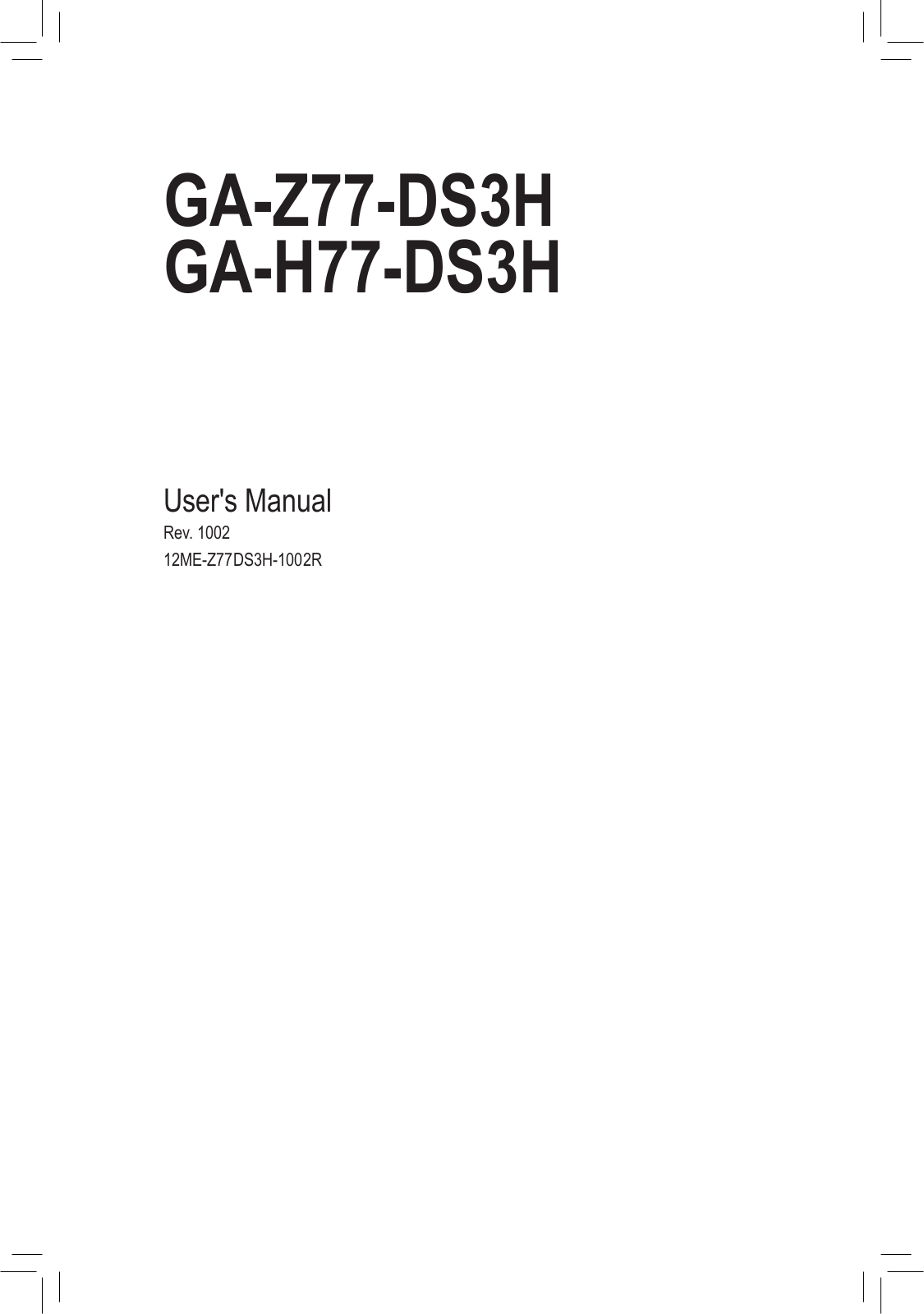 GIGABYTE GA-Z77-DS3H, GA-H77-DS3H User Guide
