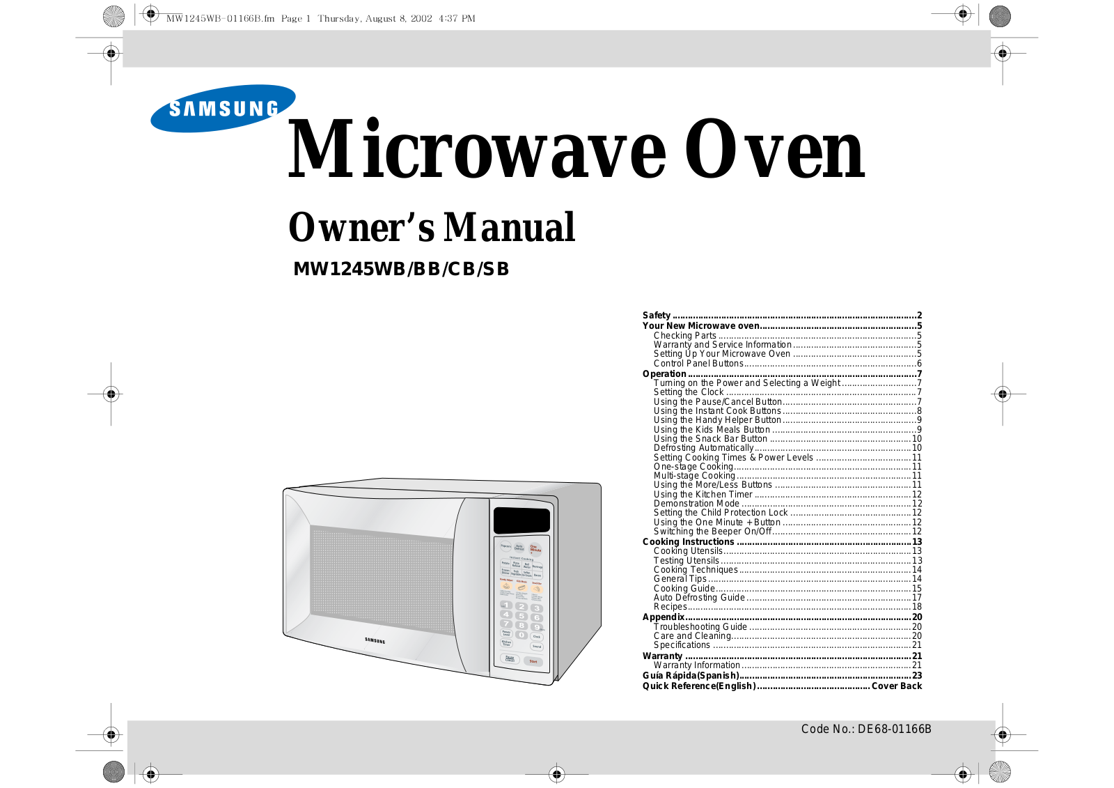 Samsung MW1245WB User Manual