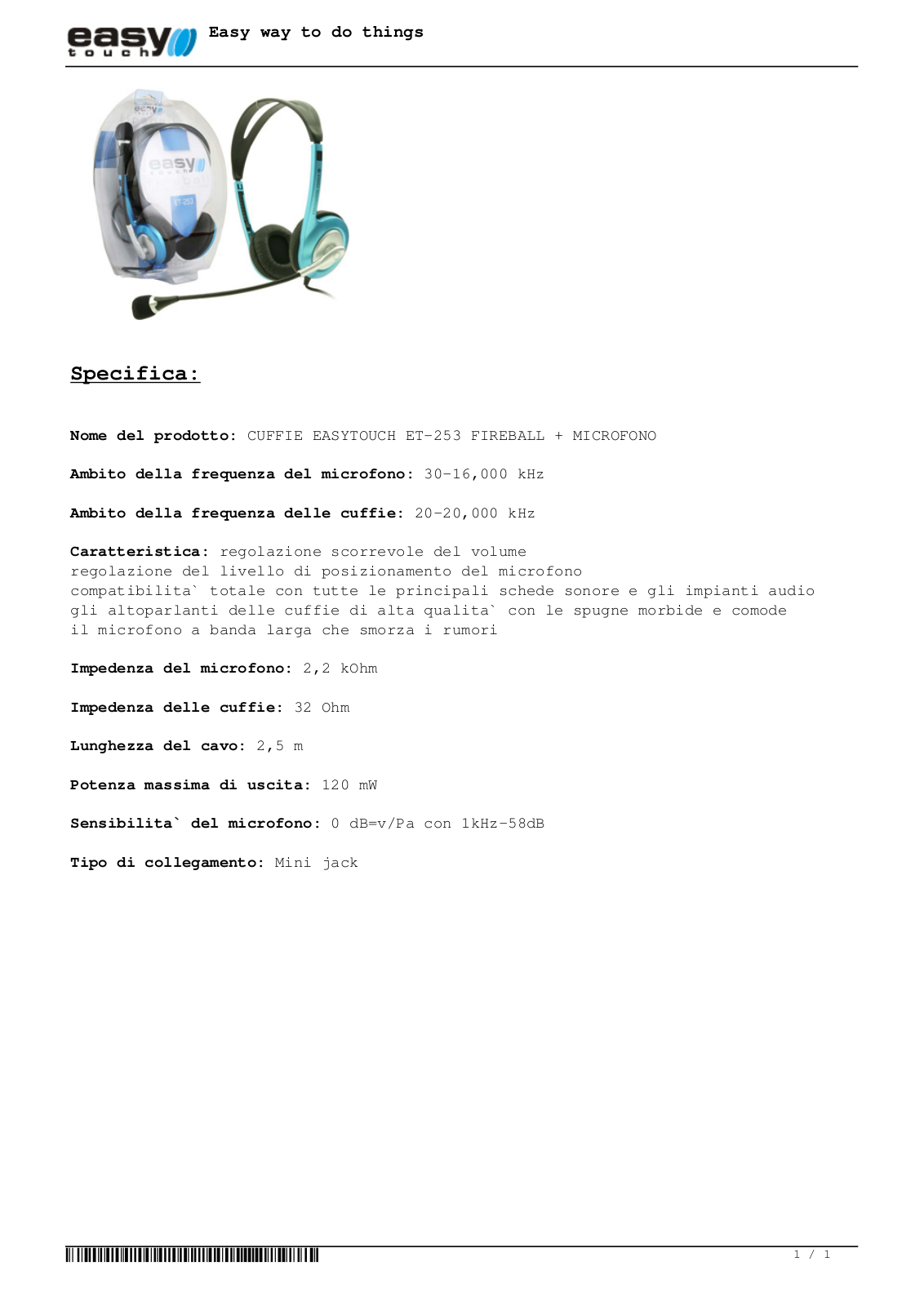 Easytouch ET-253 DATASHEET