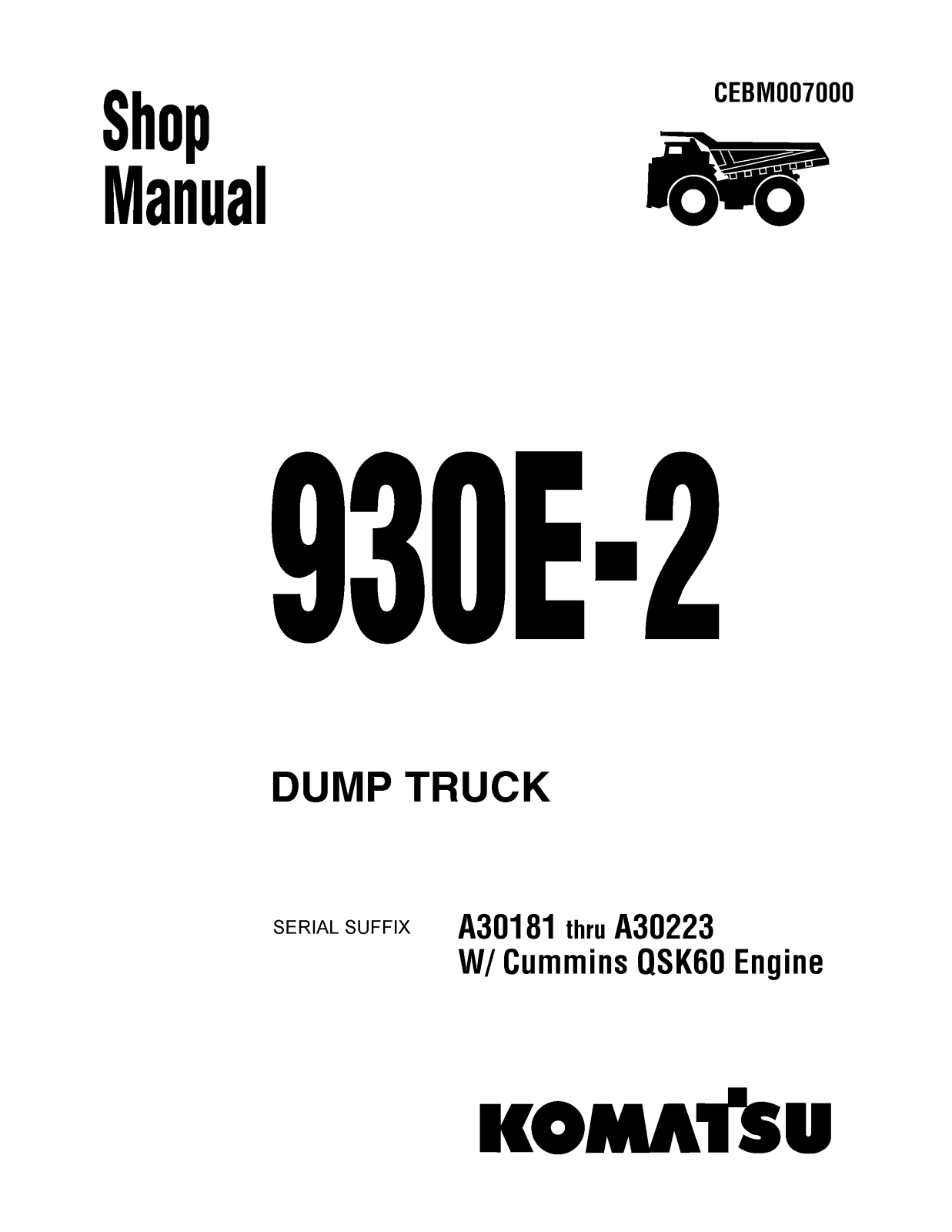 Komatsu 930E-2 Shop Manual