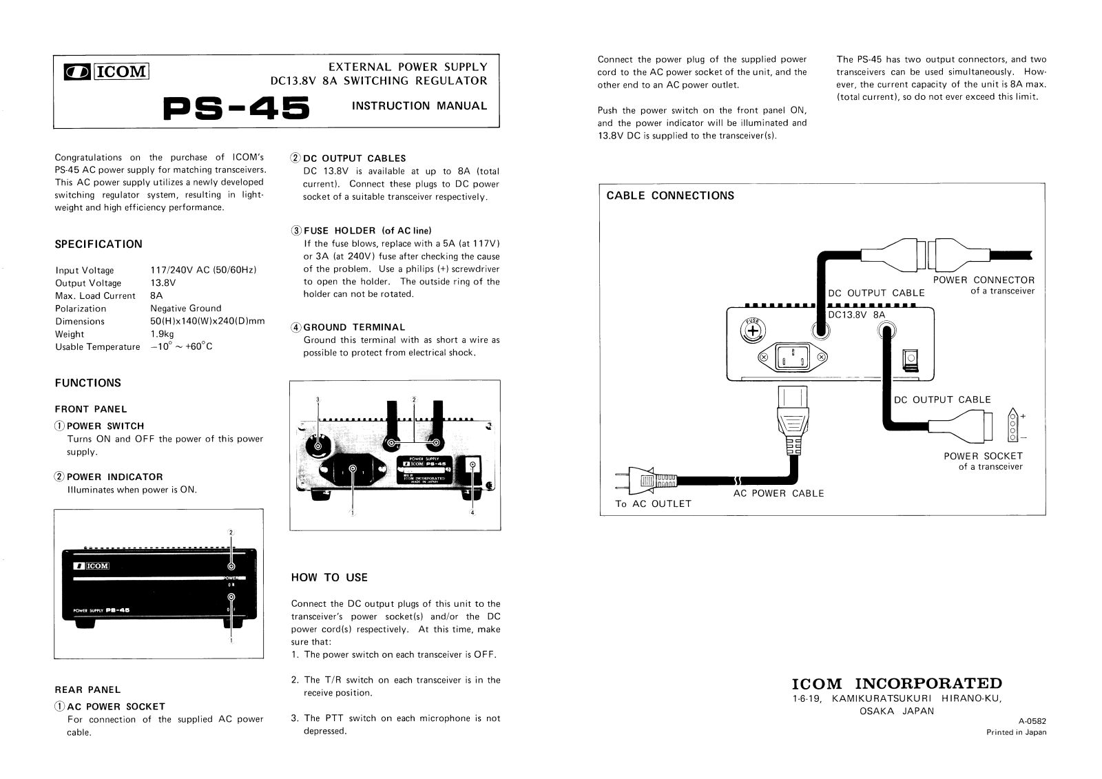 Icom PS-45 User Manual