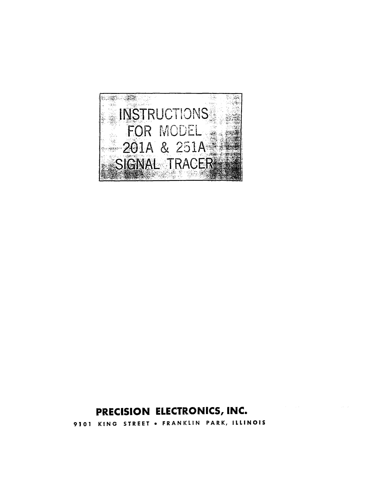 Precision Electronics 251A, 201A Service manual