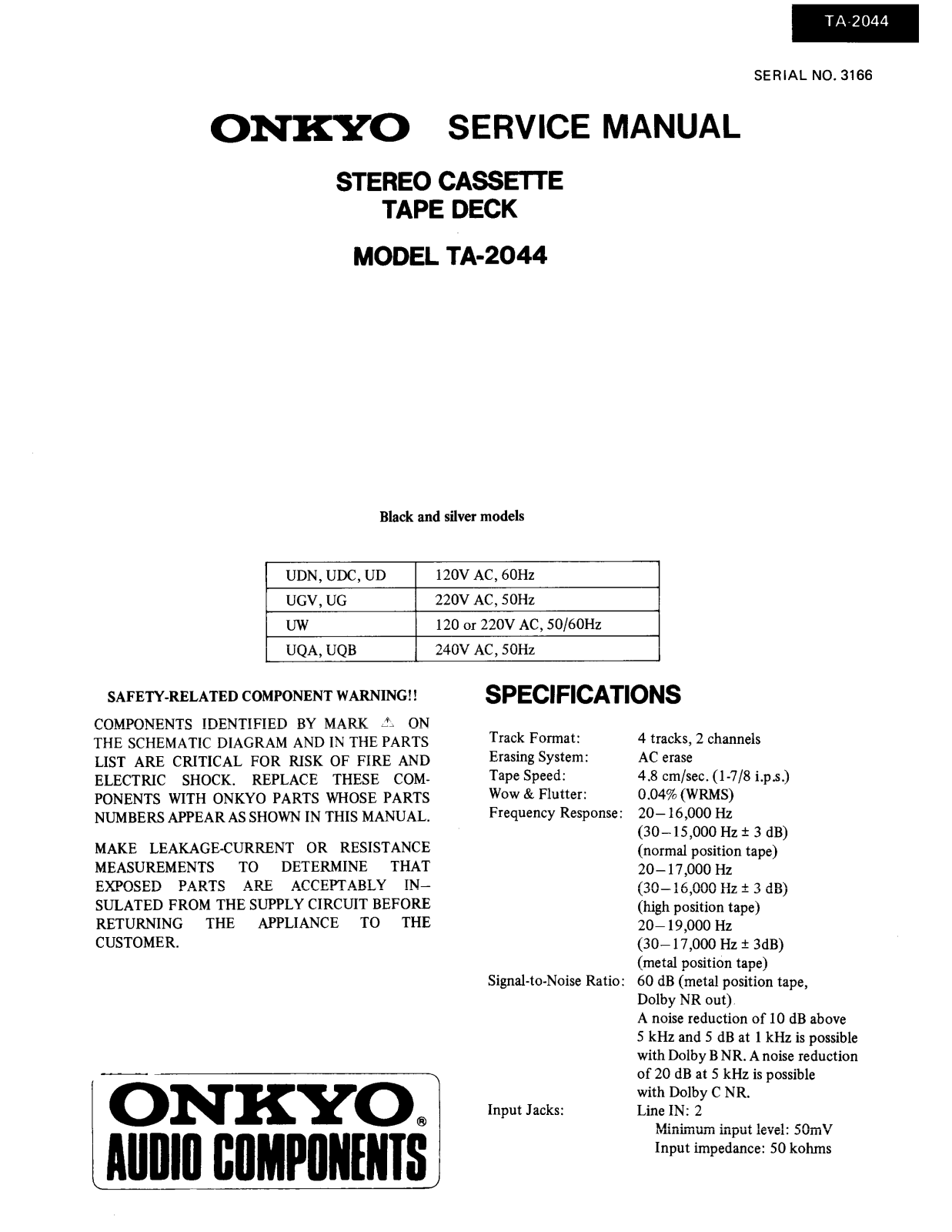 Onkyo TA-2044 Service manual