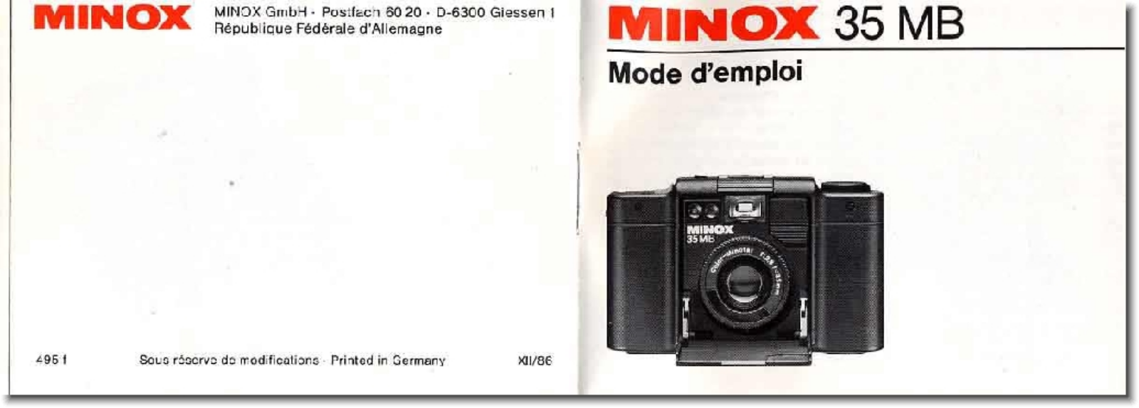 MINOX 35 MB Instruction Manual