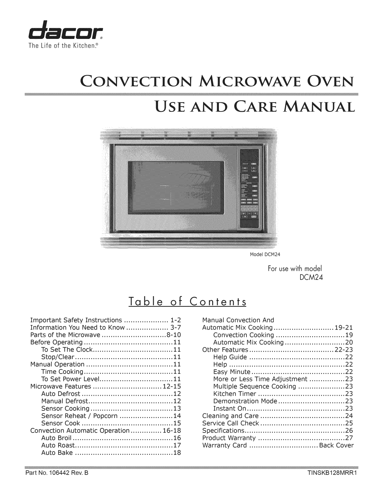 Dacor DCM24R, DCM24S, DCM24B Owner’s Manual