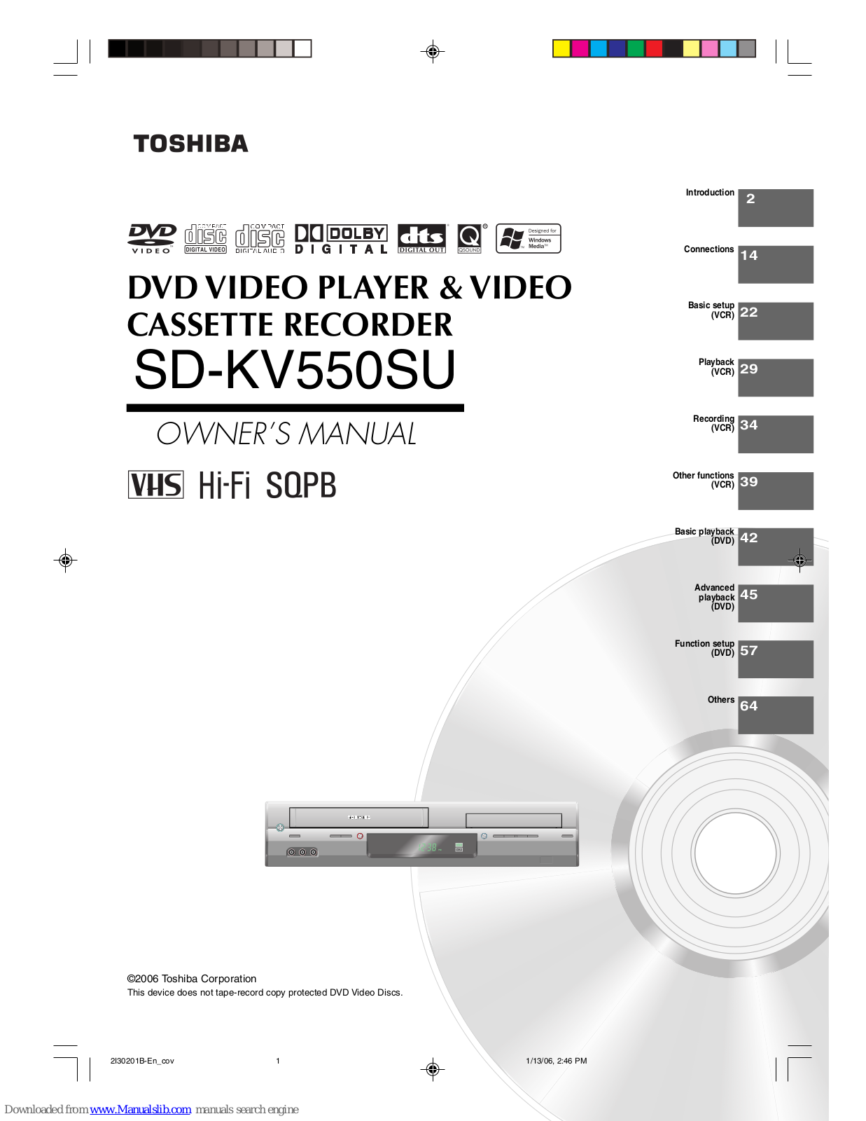 Toshiba SD-KV550 Owner's Manual