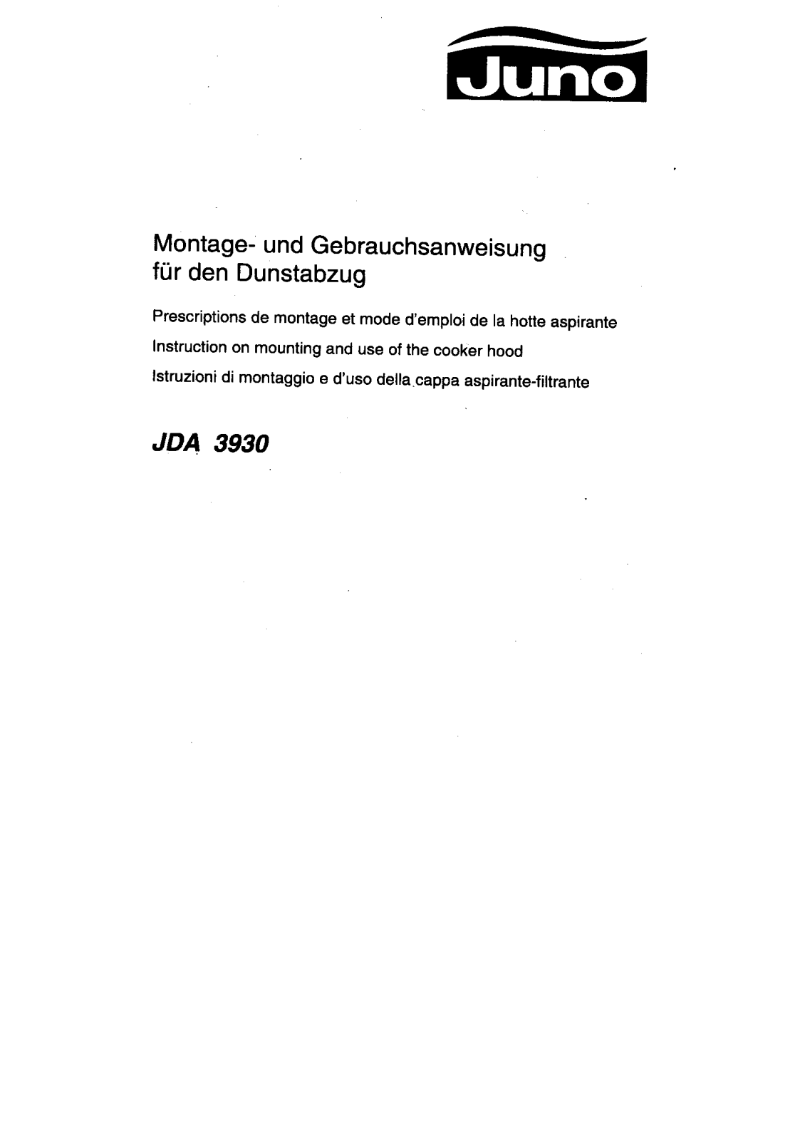 Juno JDA3930E, JDA3930S User Manual