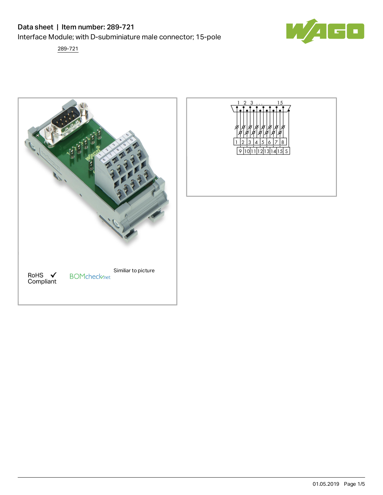 Wago 289-721 Data Sheet