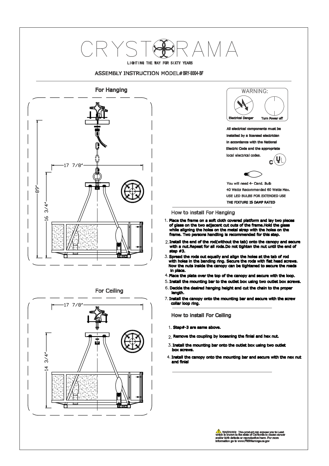 Crystorama DVYS2170 Installation & Assembly - ManualMachine.com