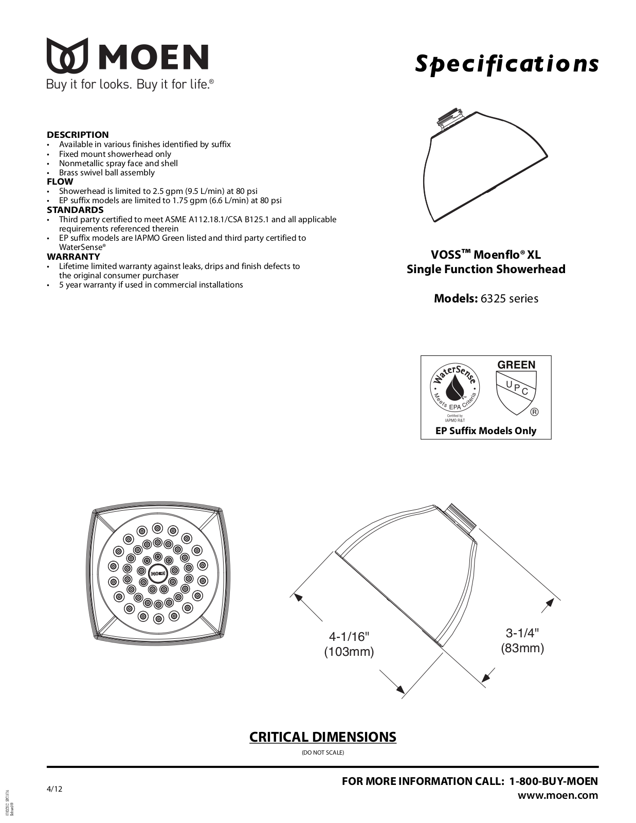 Moen MOE5483 Specifications - ManualMachine.com