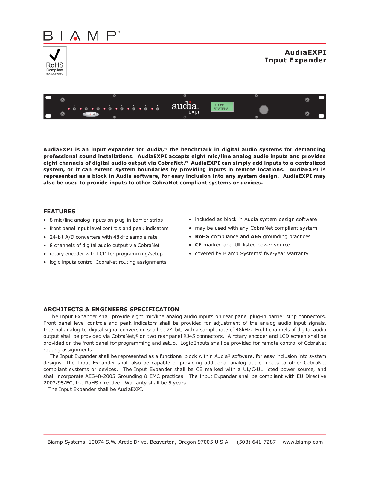 Biamp AUDIAEXPI User Manual