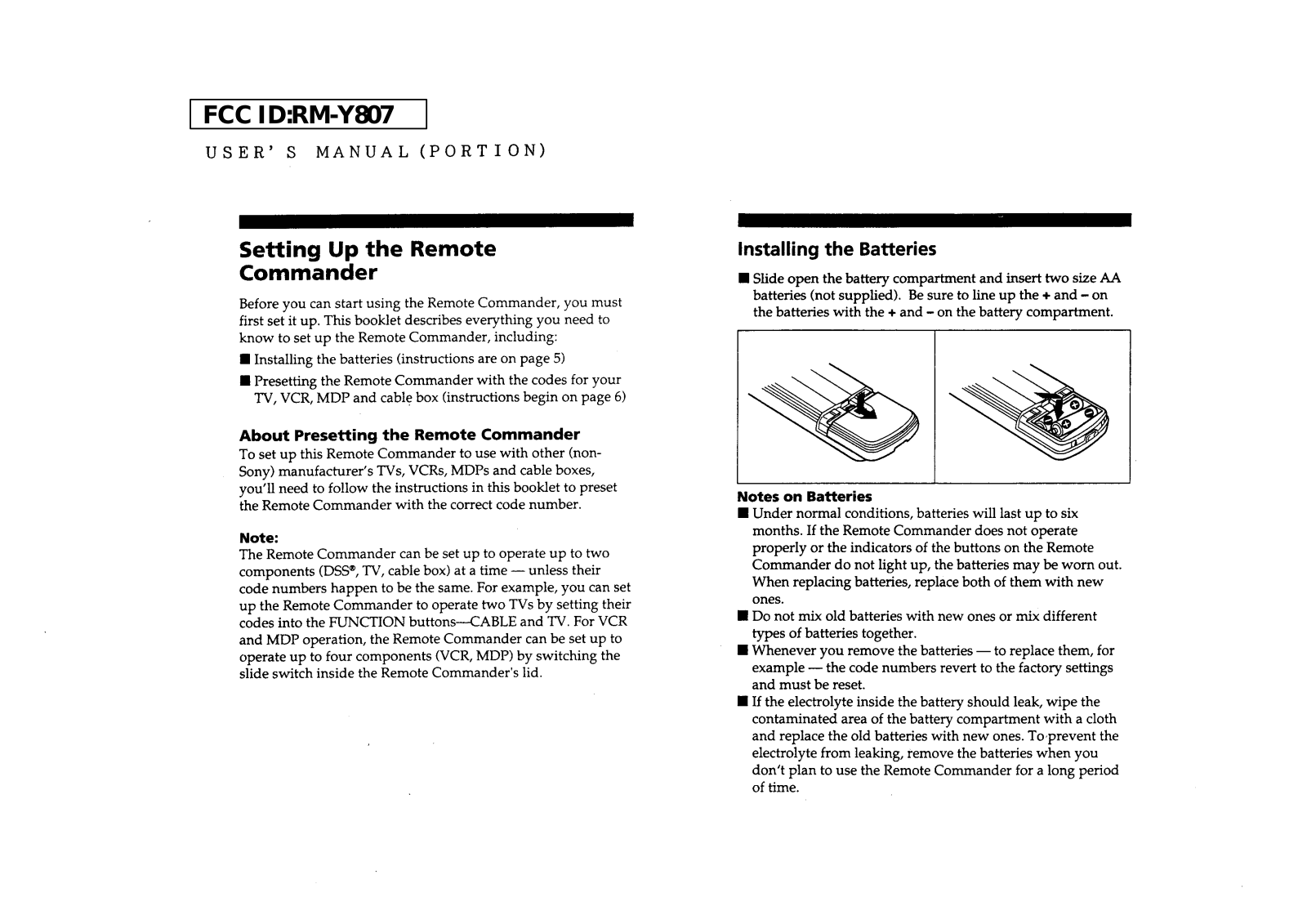 Sanwa Electronic Instrument Co RM Y807 User Manual