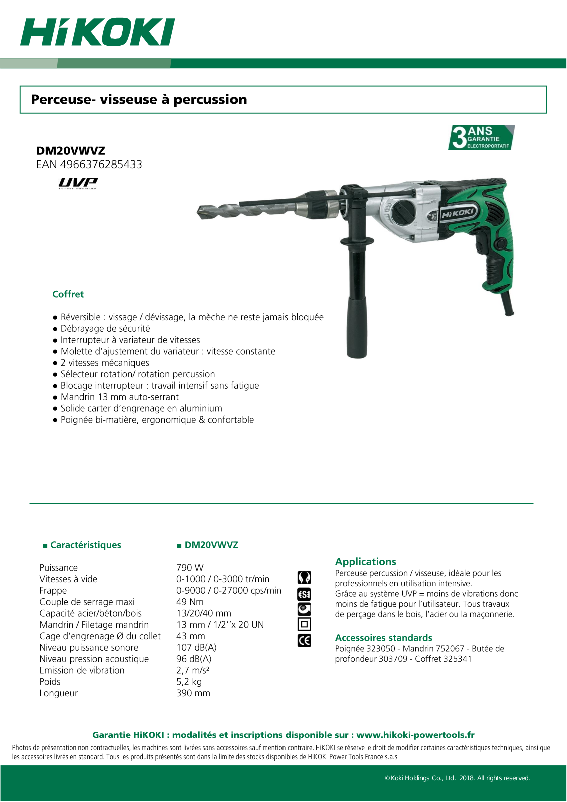 Hikoki DM20VWVZ Specification