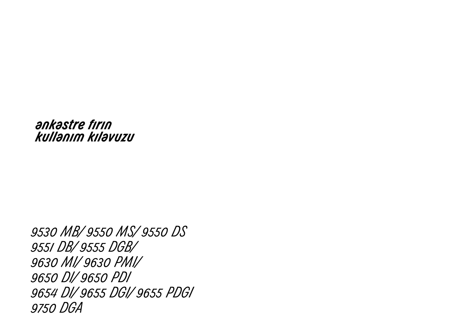 Arçelik 9530MB, 9550MS, 9550DS, 9551DB, 9555DGB User manual