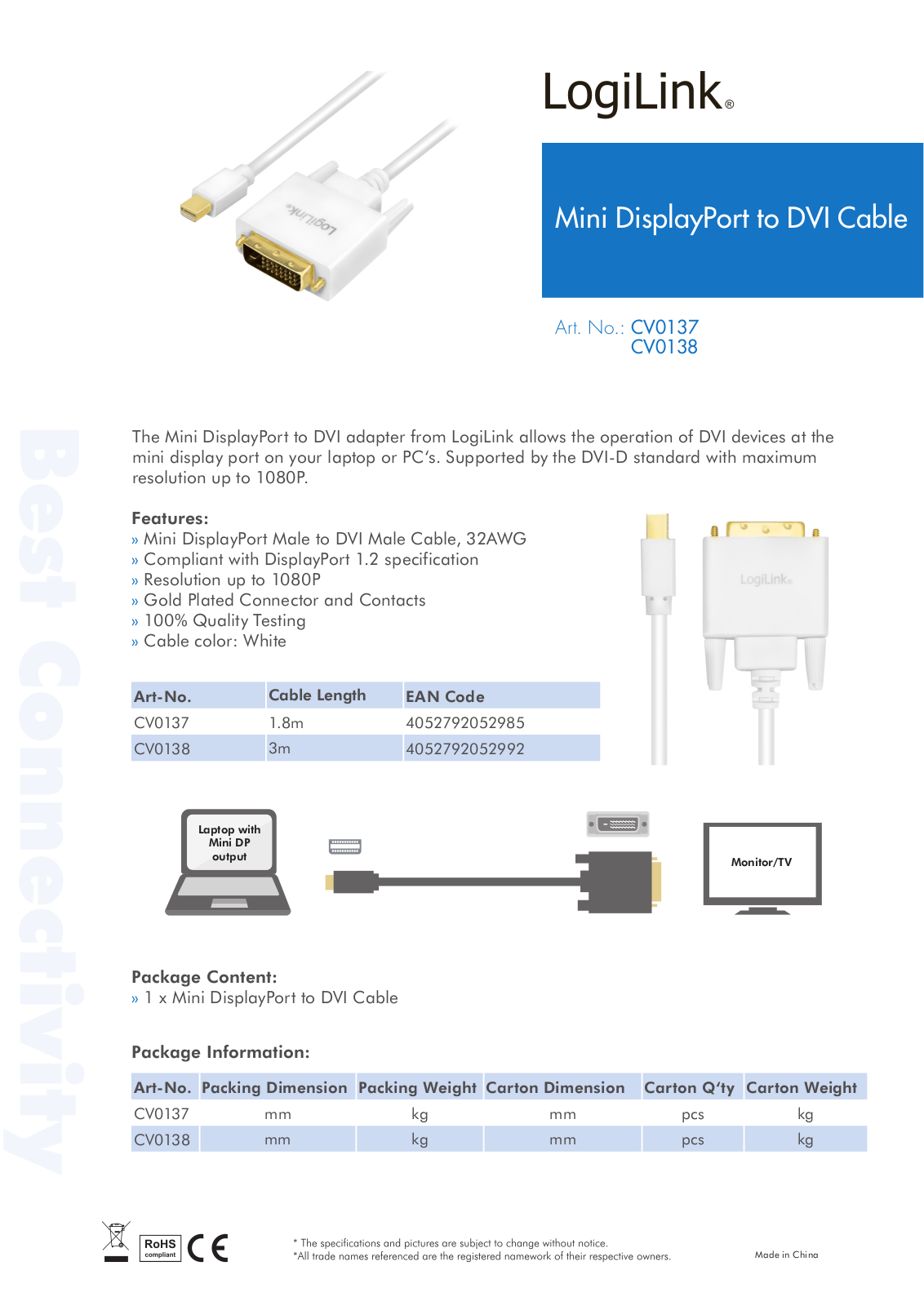 LOGILINK CV0137, CV0138 Datasheet - ManualMachine.com