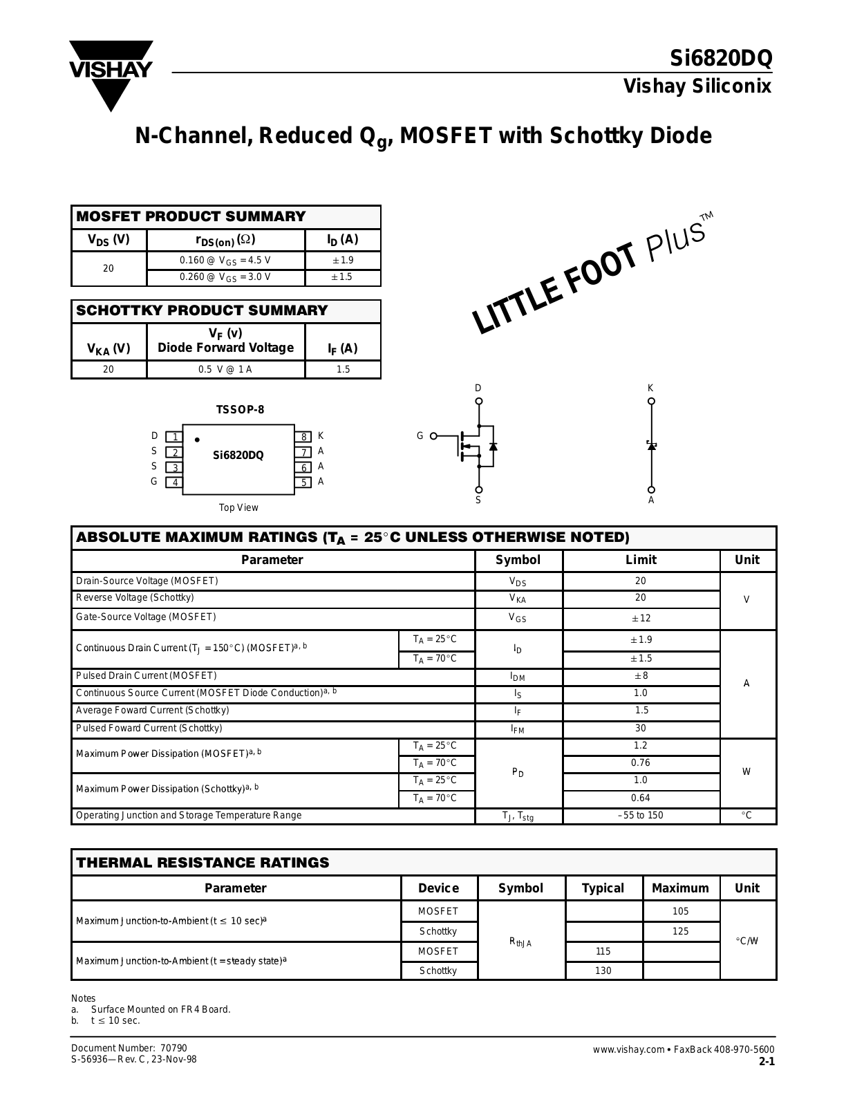 Datasheet si6820dq Datasheet - ManualMachine.com