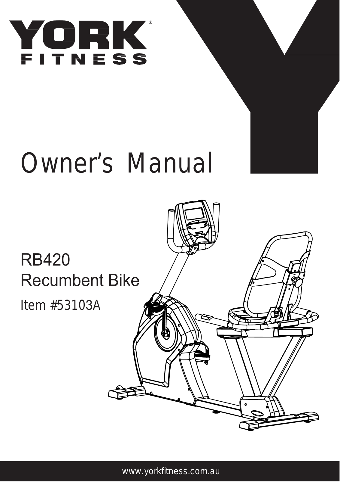 York Fitness RB420, 53103A Owner's Manual