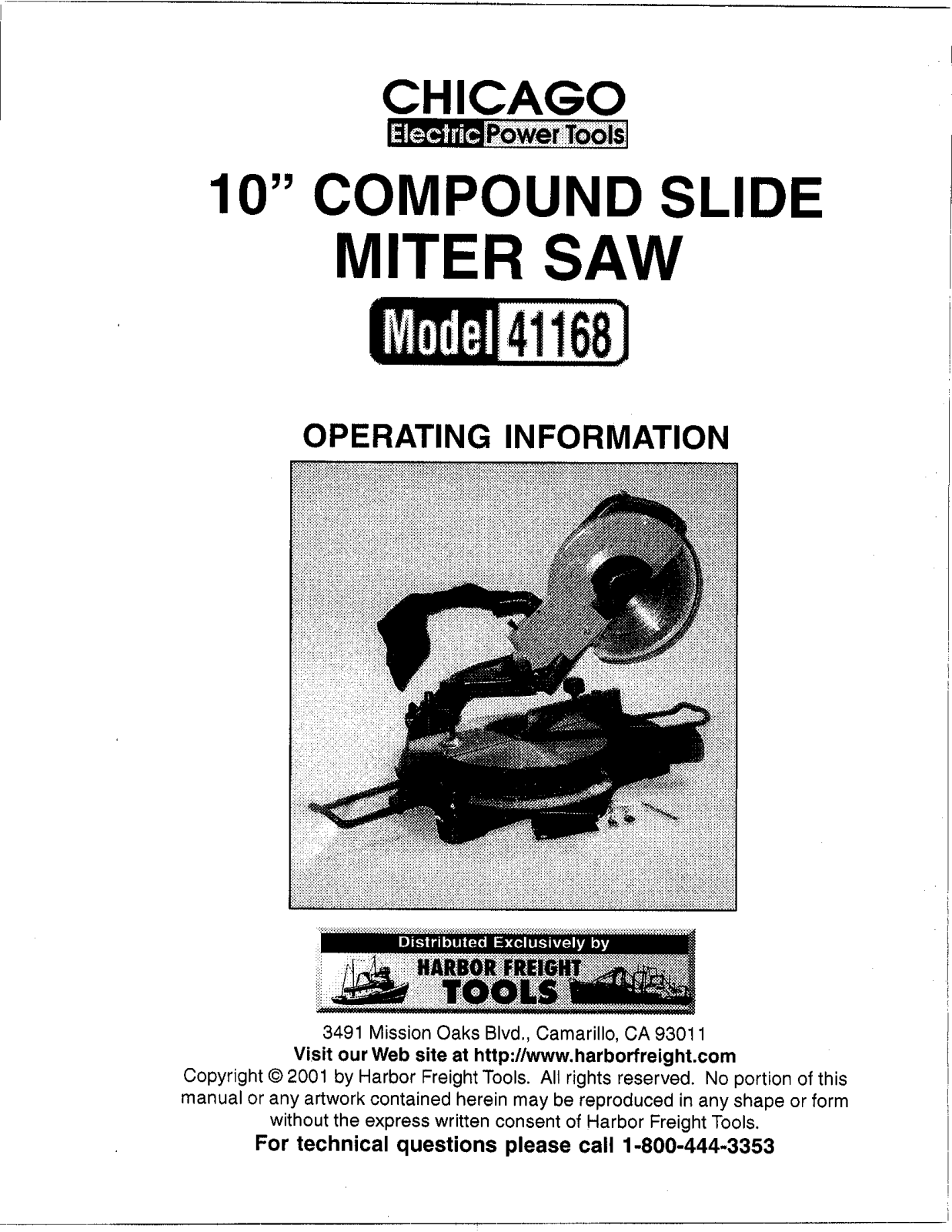 Chicago Electric 41168 User Manual