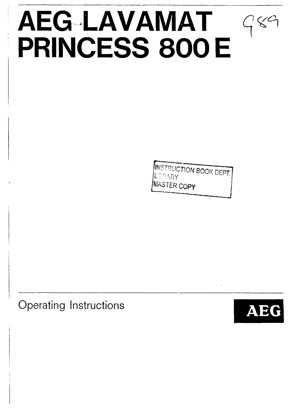 Aeg-electrolux LAVAMAT PRINCESS 800E User Manual