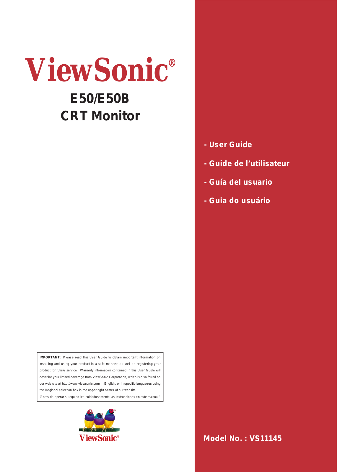 ViewSonic VS11145, E50B, E50 User Manual