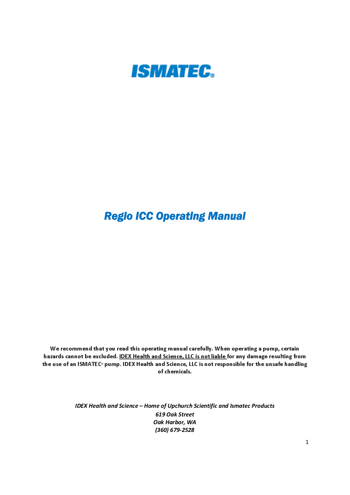 Ismatec Reglo ICC Operating Manual