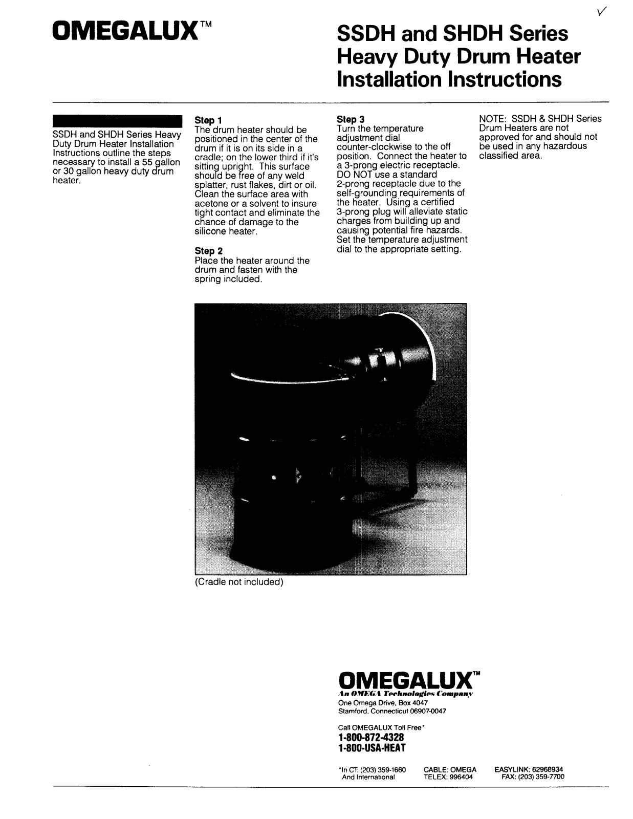 Omega Products SHDH Installation  Manual