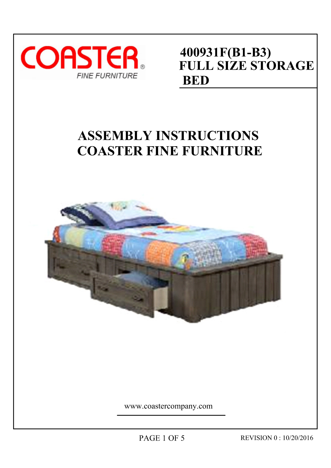 Coaster 400931F, 400931FH Assembly Guide