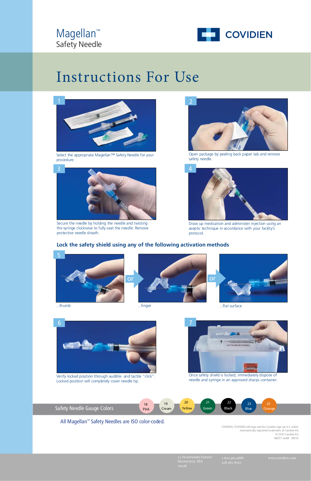 COVIDIEN Safety Hypodermic Needle User Manual