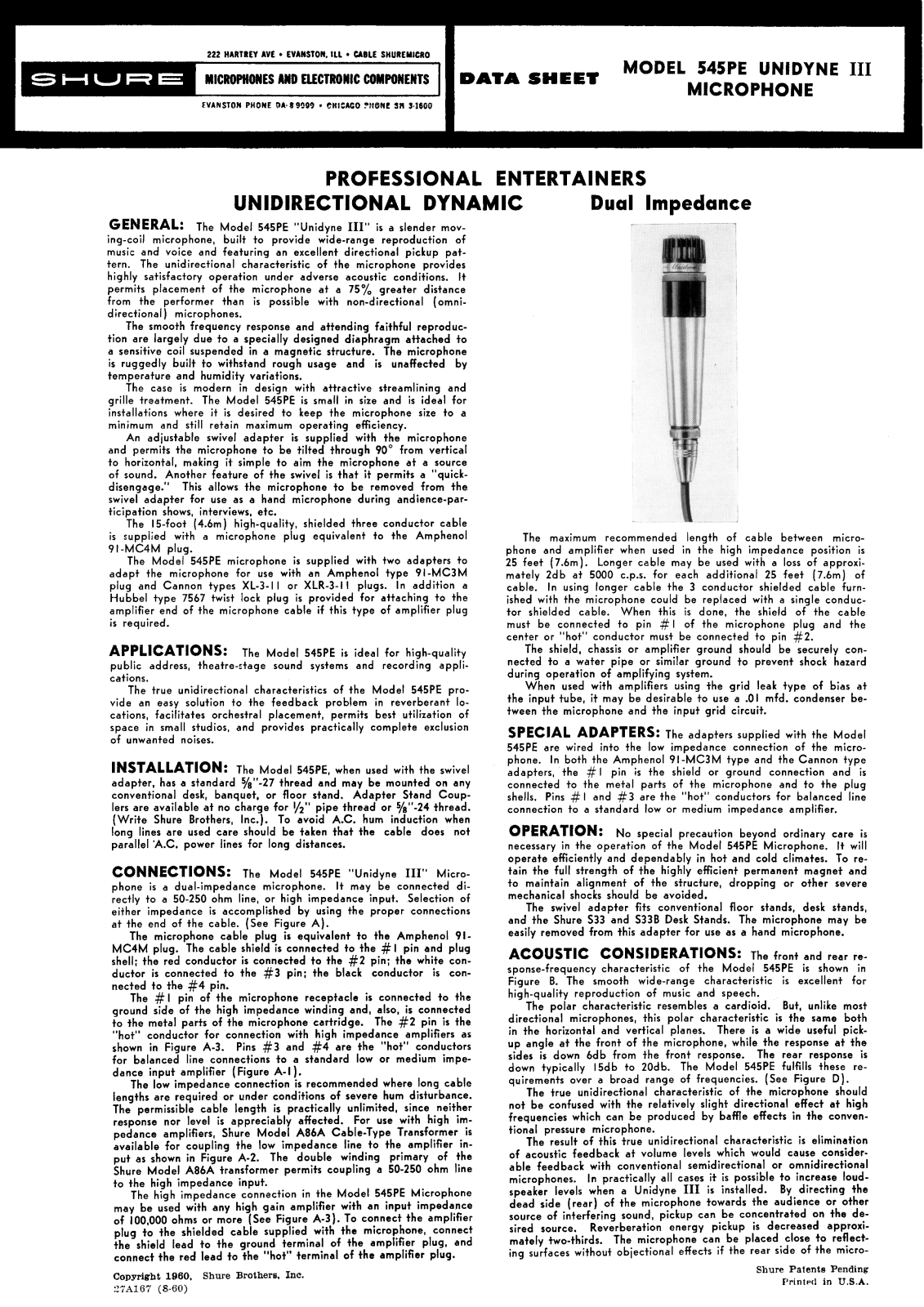 Shure 545PE User Guide