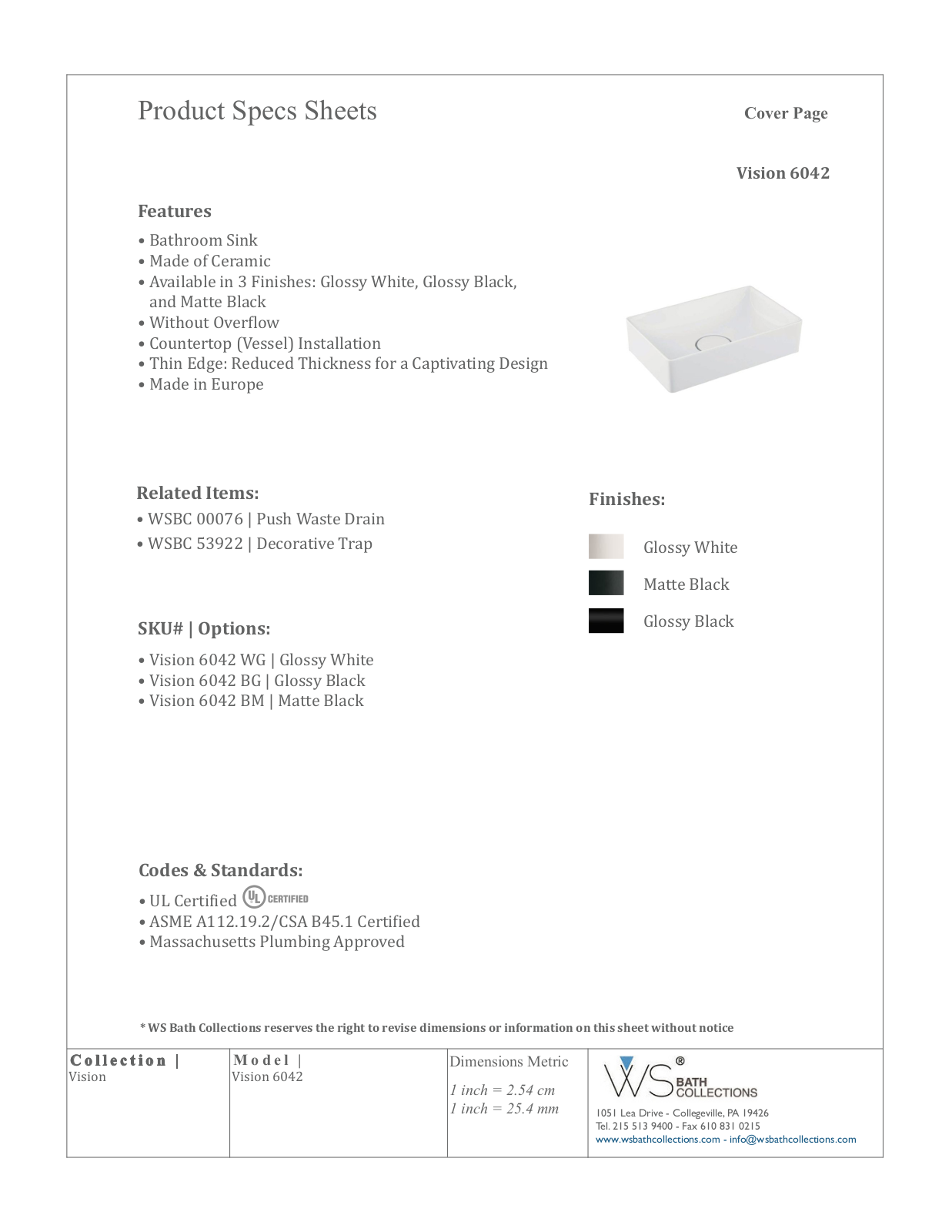 WS Bath Collections WSO3234 Specifications - ManualMachine.com