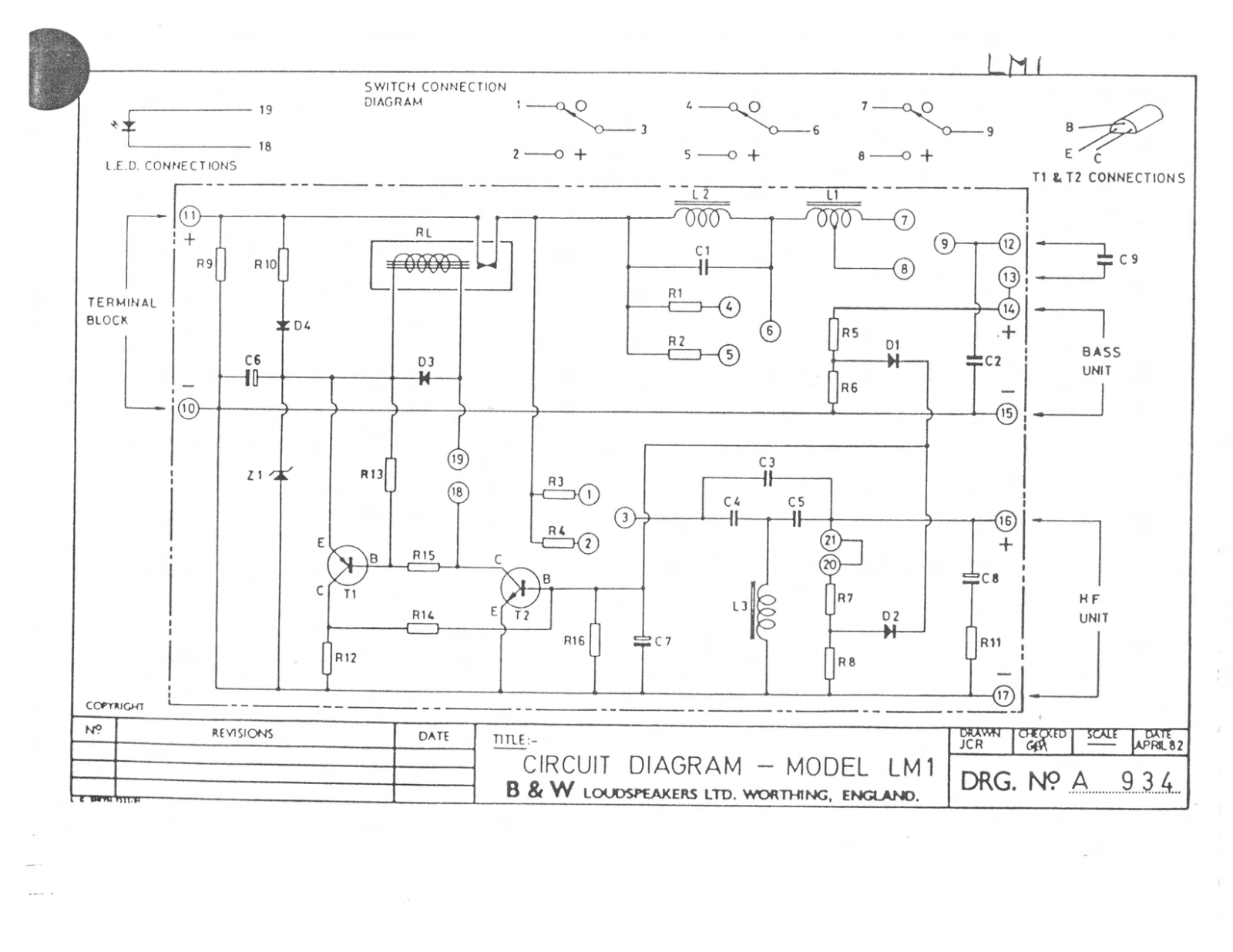 Bowers and Wilkins LM-1, LM-1-OLD Schematic