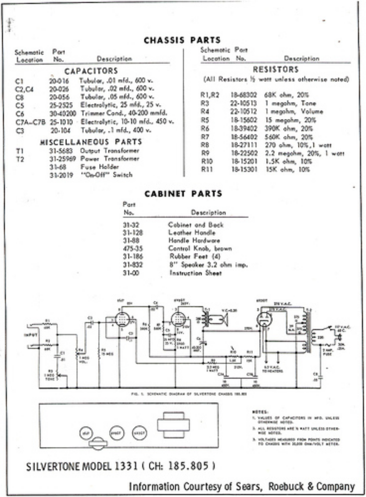 Silvertone 1331 schematic