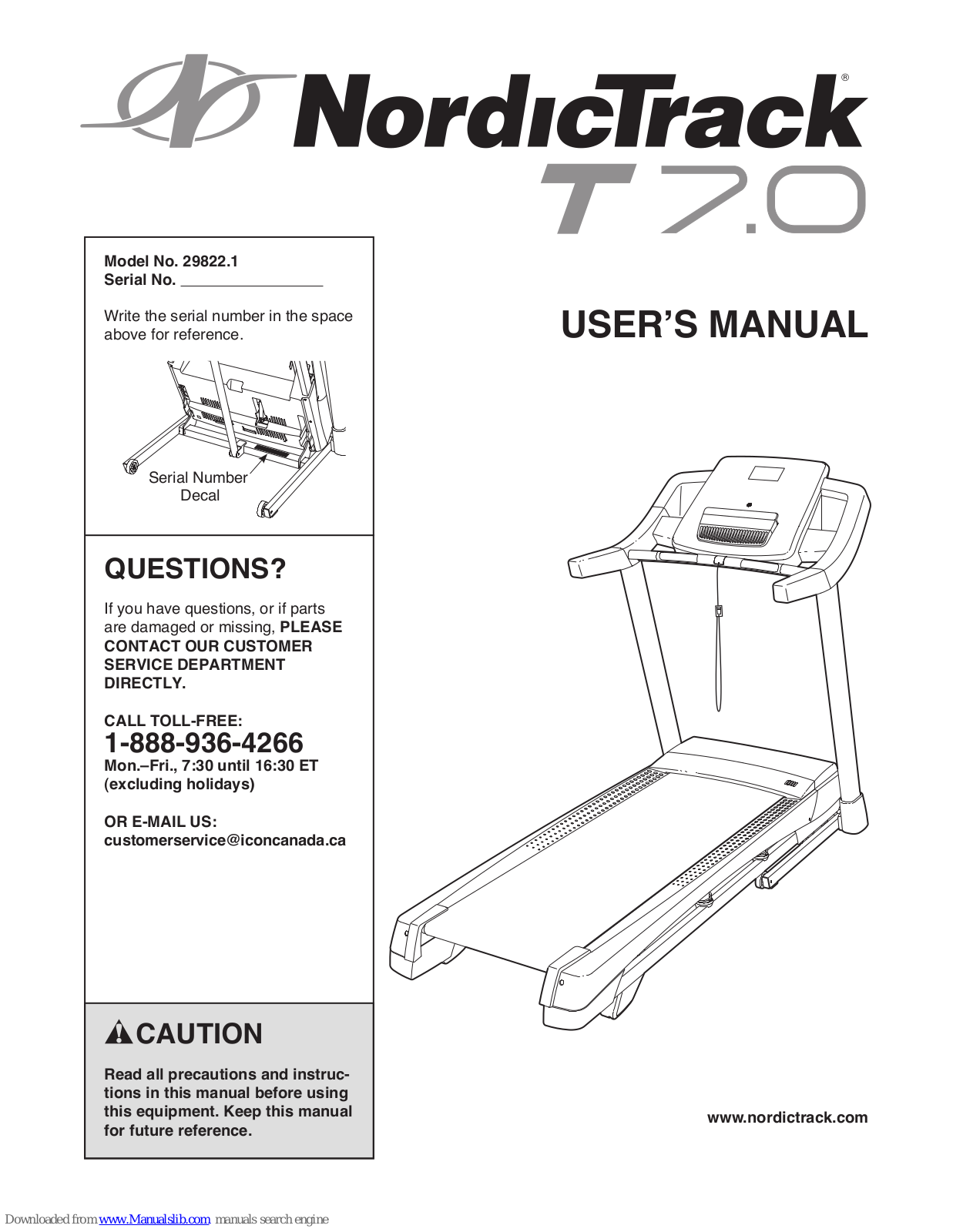 NordicTrack T 7.0 29822.1 User Manual