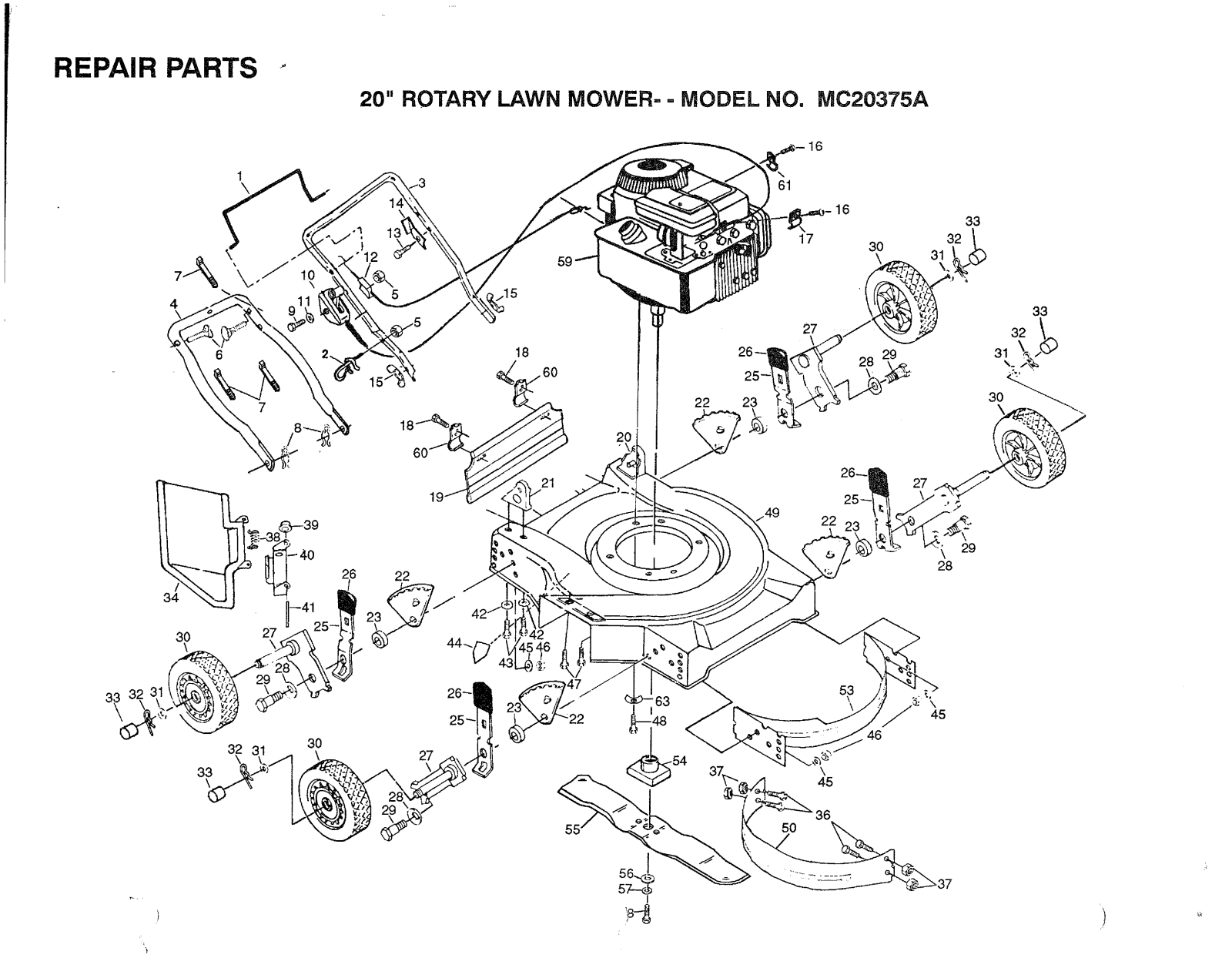 AYP MC20375A Parts List