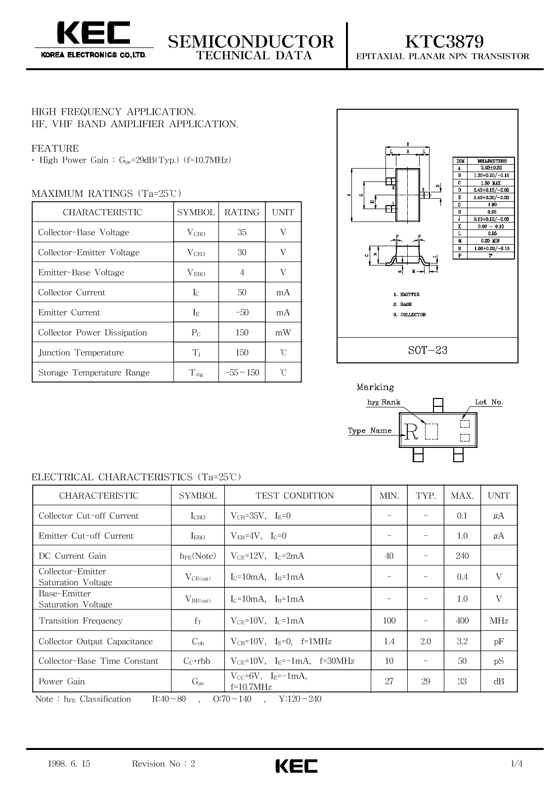 KEC KTC3879 Datasheet