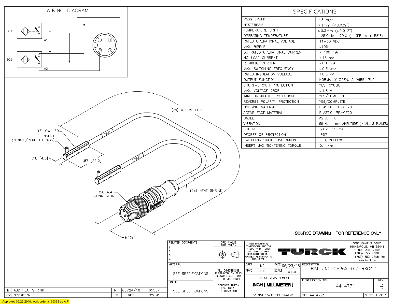 Turck BIM-UNC-2AP6X-0.2-RSC4.4T Data Sheet