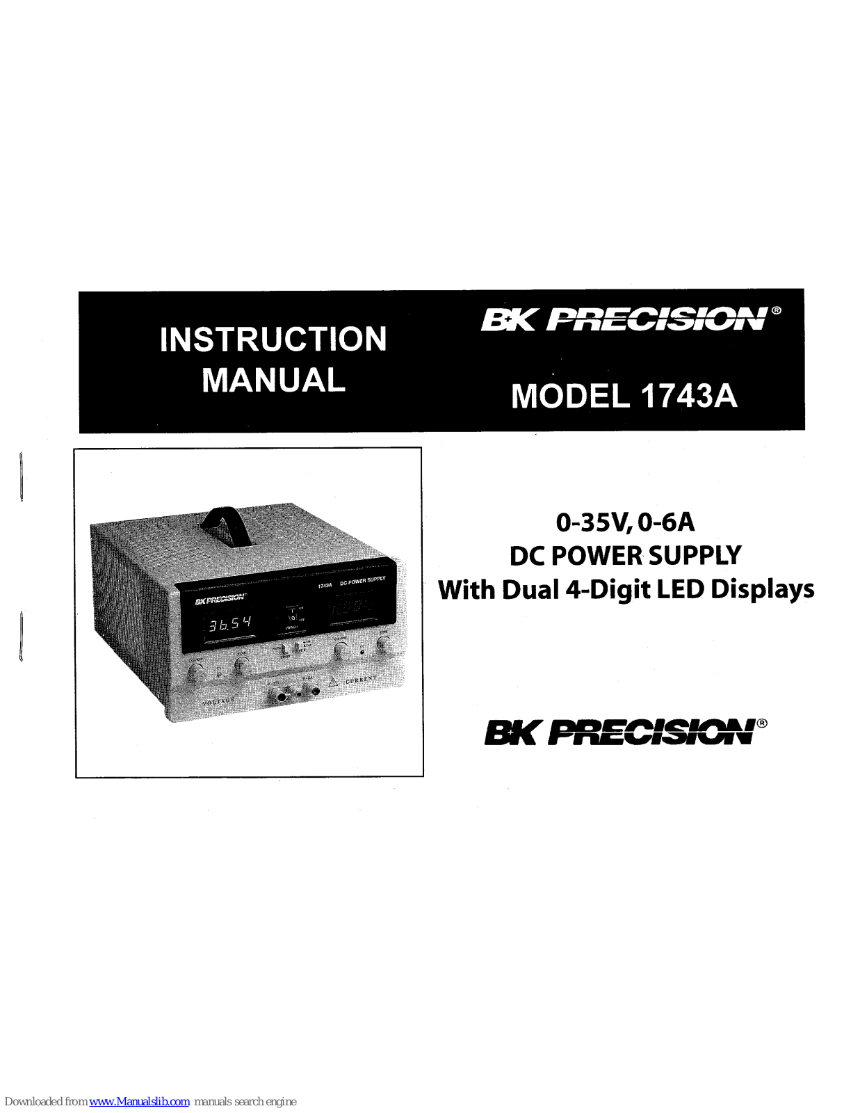 BK Precision 1743B Instruction Manual