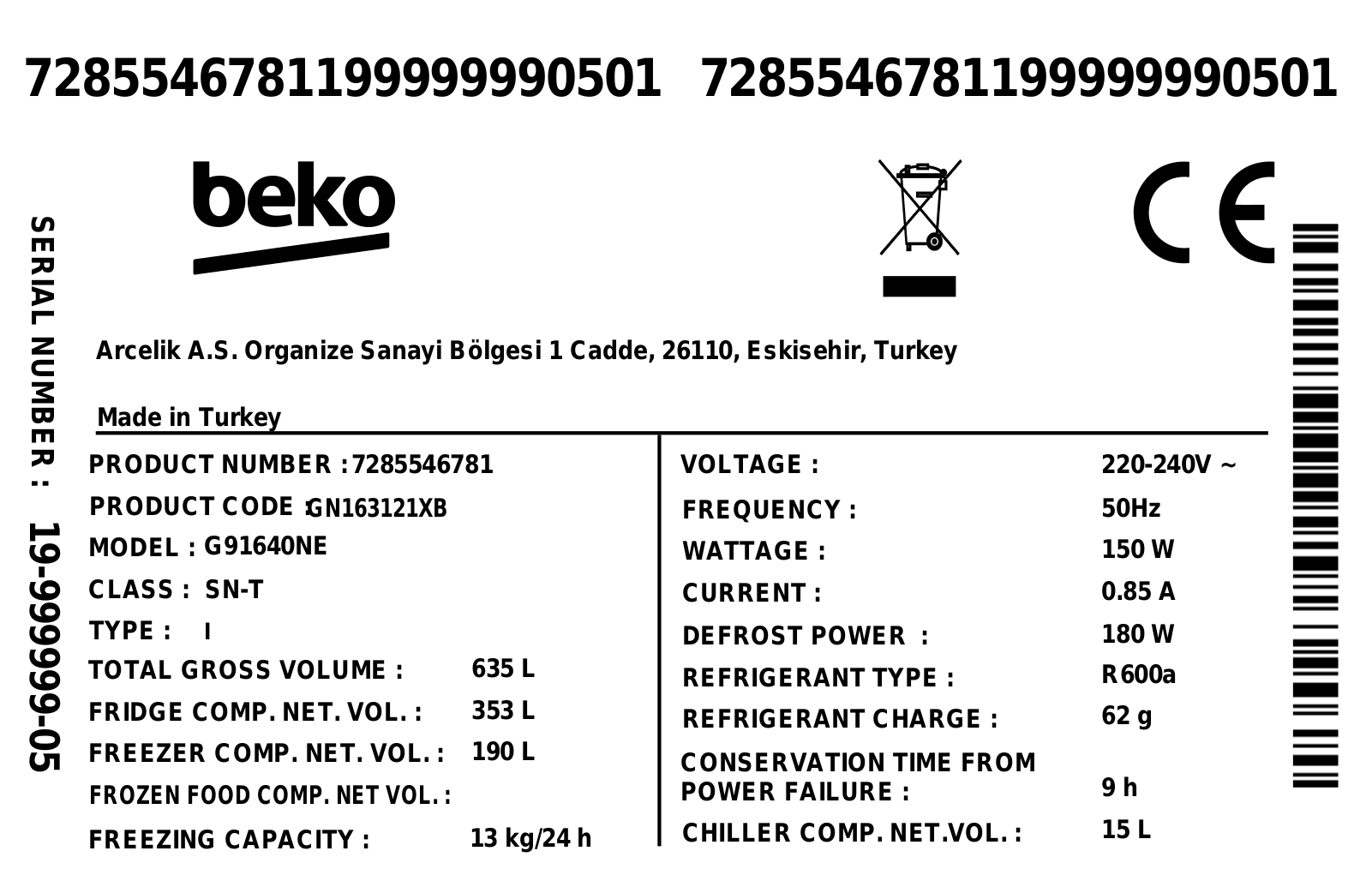 Beko GN163121XB User manual