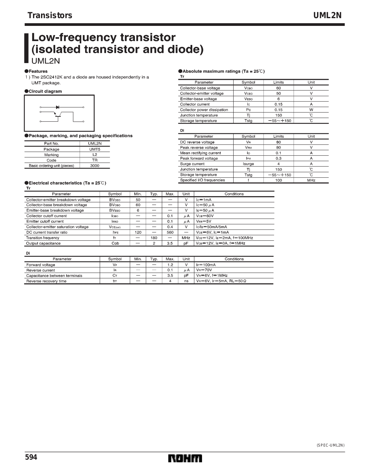 ROHM UML2N Datasheet