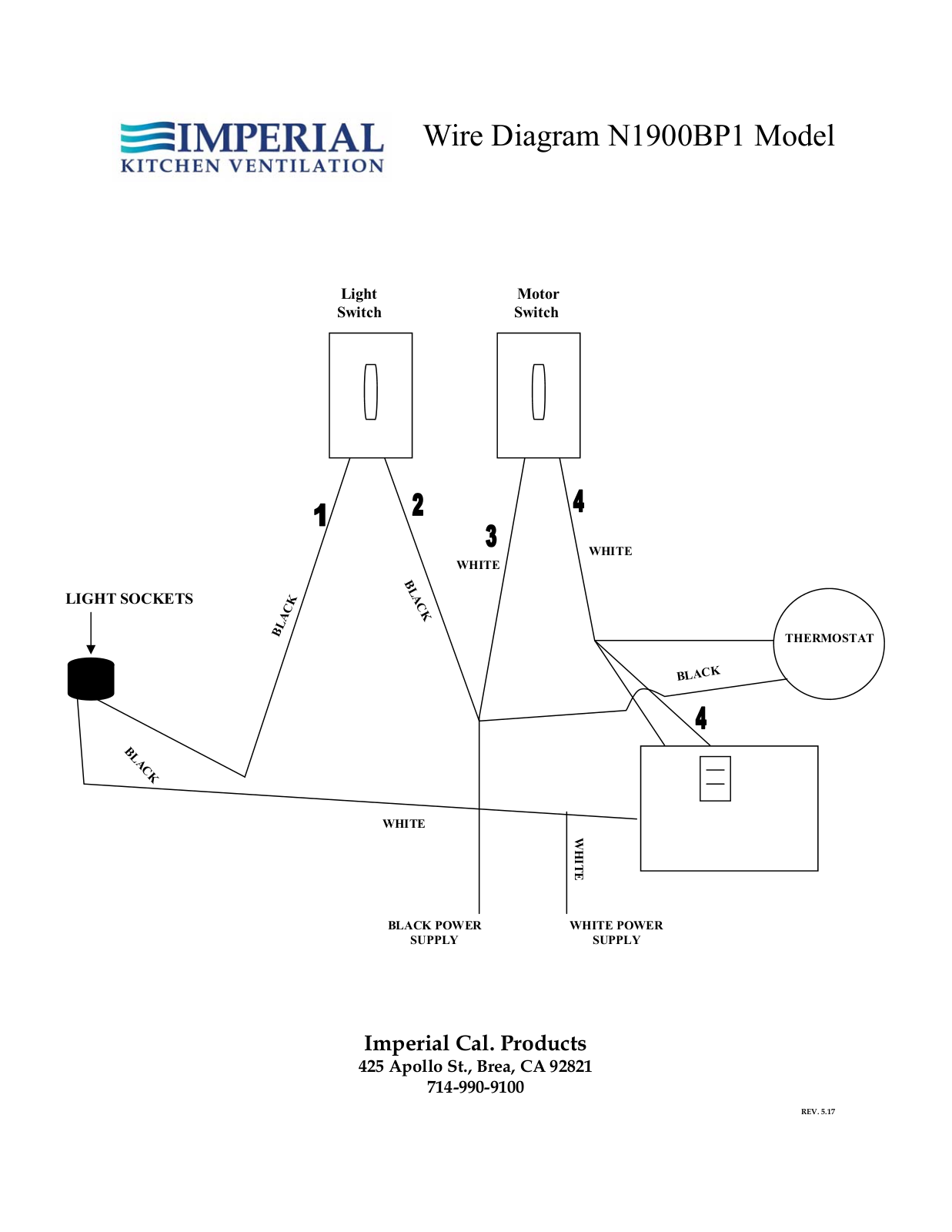 Imperial N1942BP1SBWH Diagram