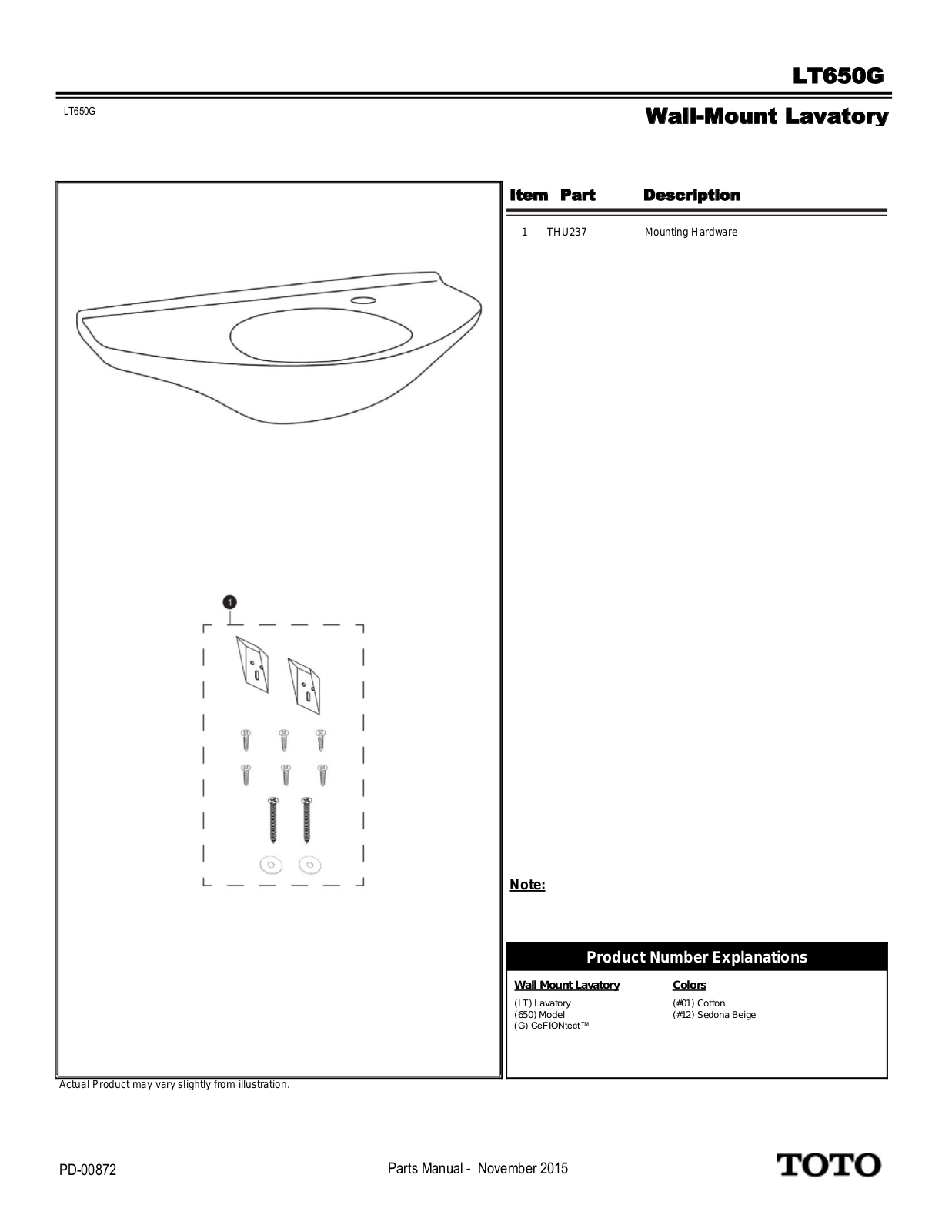 TOTO TOT3439 Specifications - ManualMachine.com
