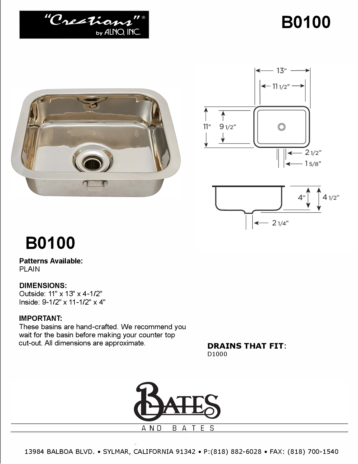 Bates & Bates QAL2226 Specifications - ManualMachine.com