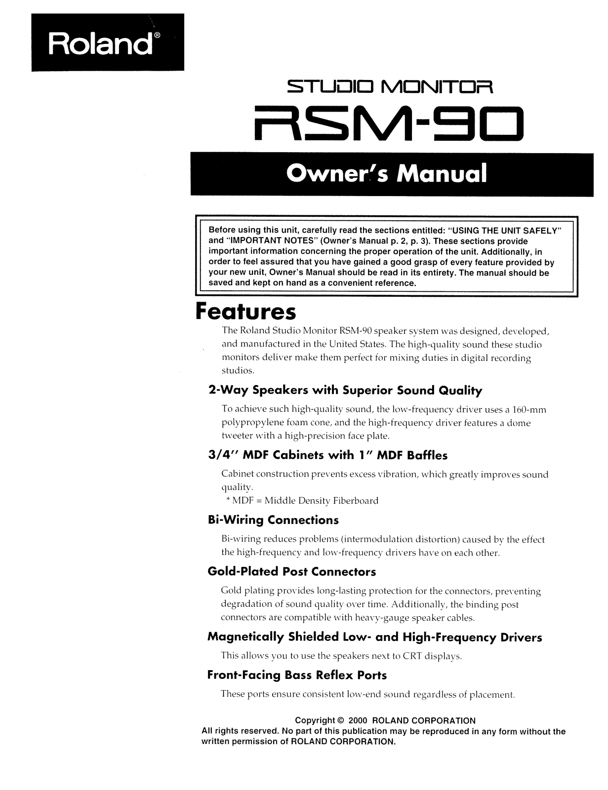 Roland RSM 90 Service Manual