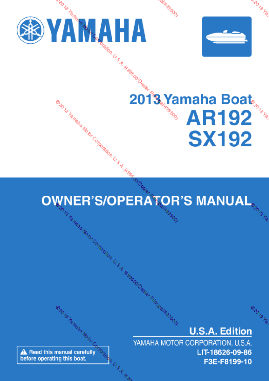 Yamaha AR192, SX192 Owner's/operator's Manual