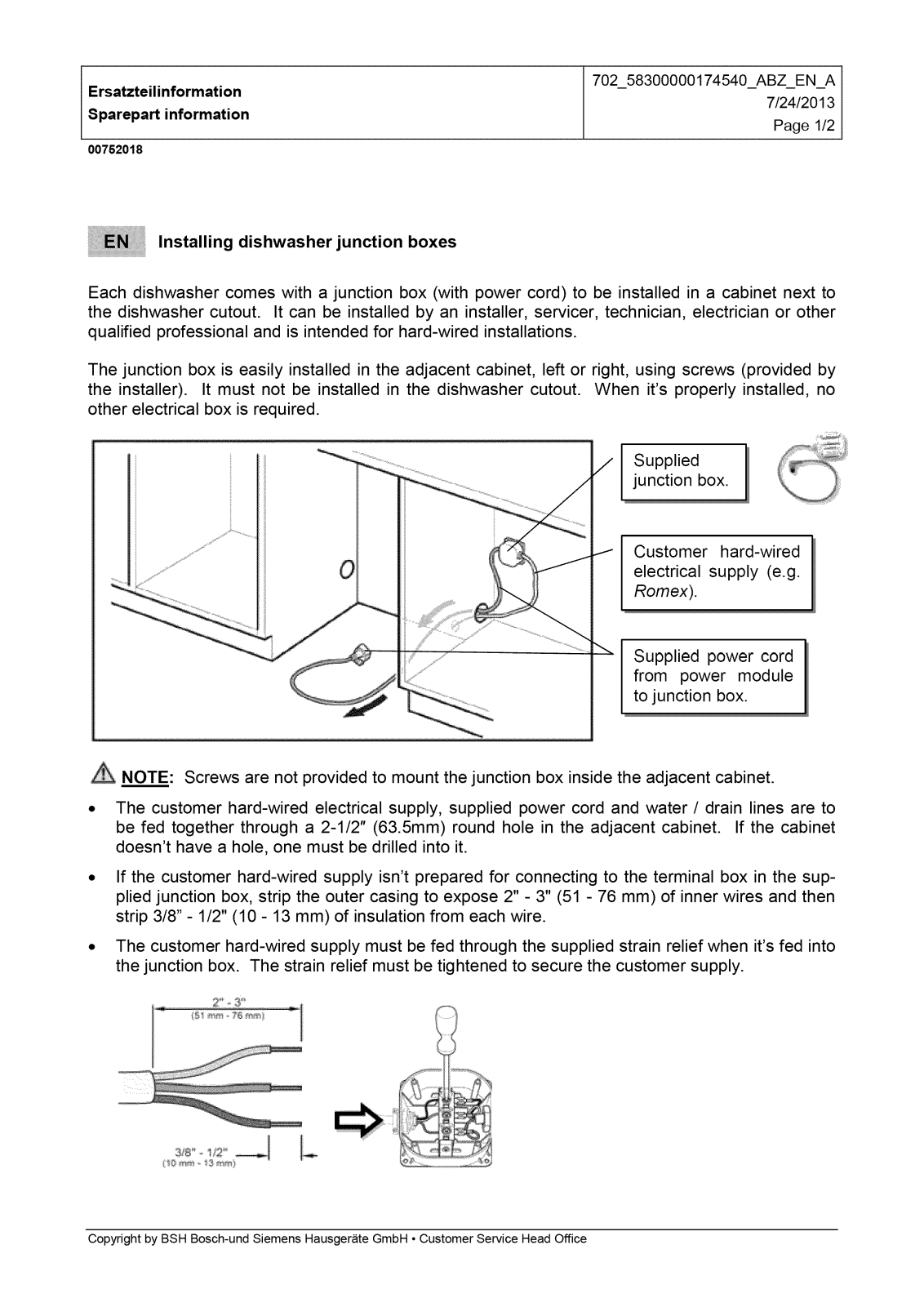 Bosch SHX53T55UC/01, SHX53T55UC/02, SHX65T55UC/02, SHX65T55UC/01 Installation Guide