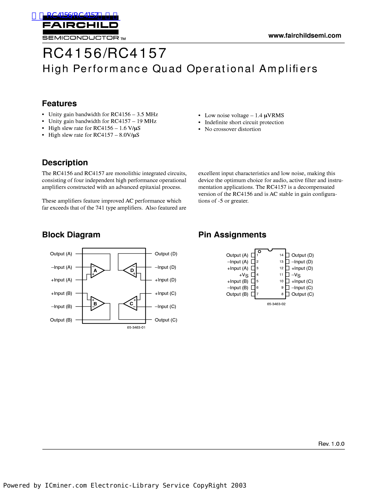 Fairchild RC4156, RC4157 service manual