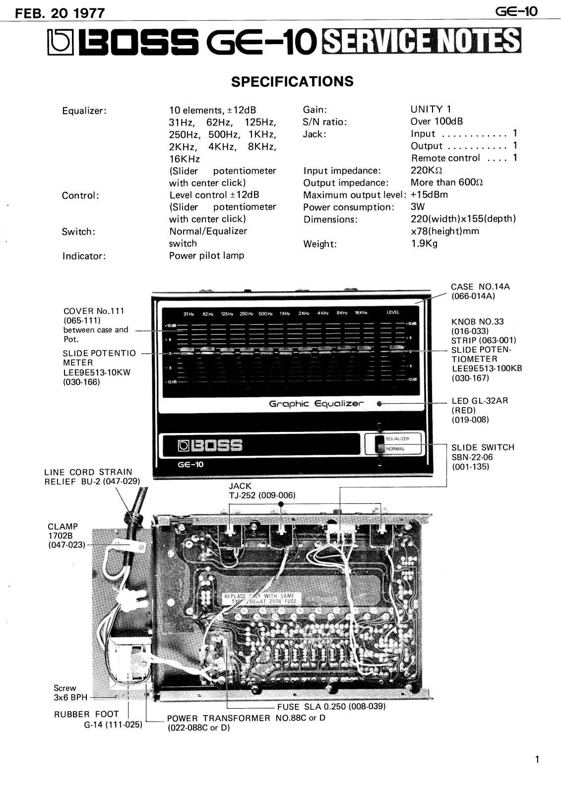 Boss GE-10 Service Manual