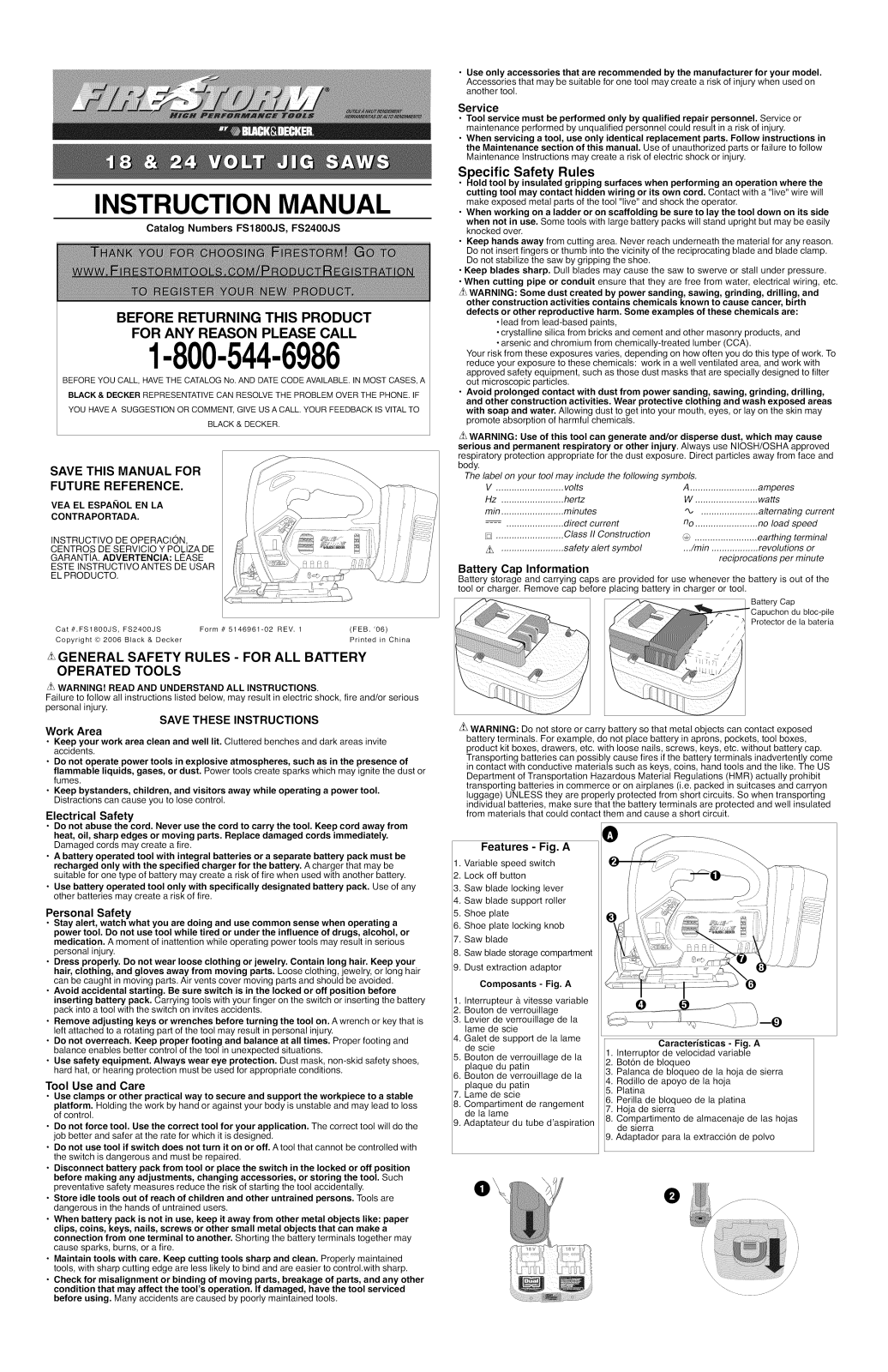 Black & Decker FS2400JS TYPE1 Owner’s Manual