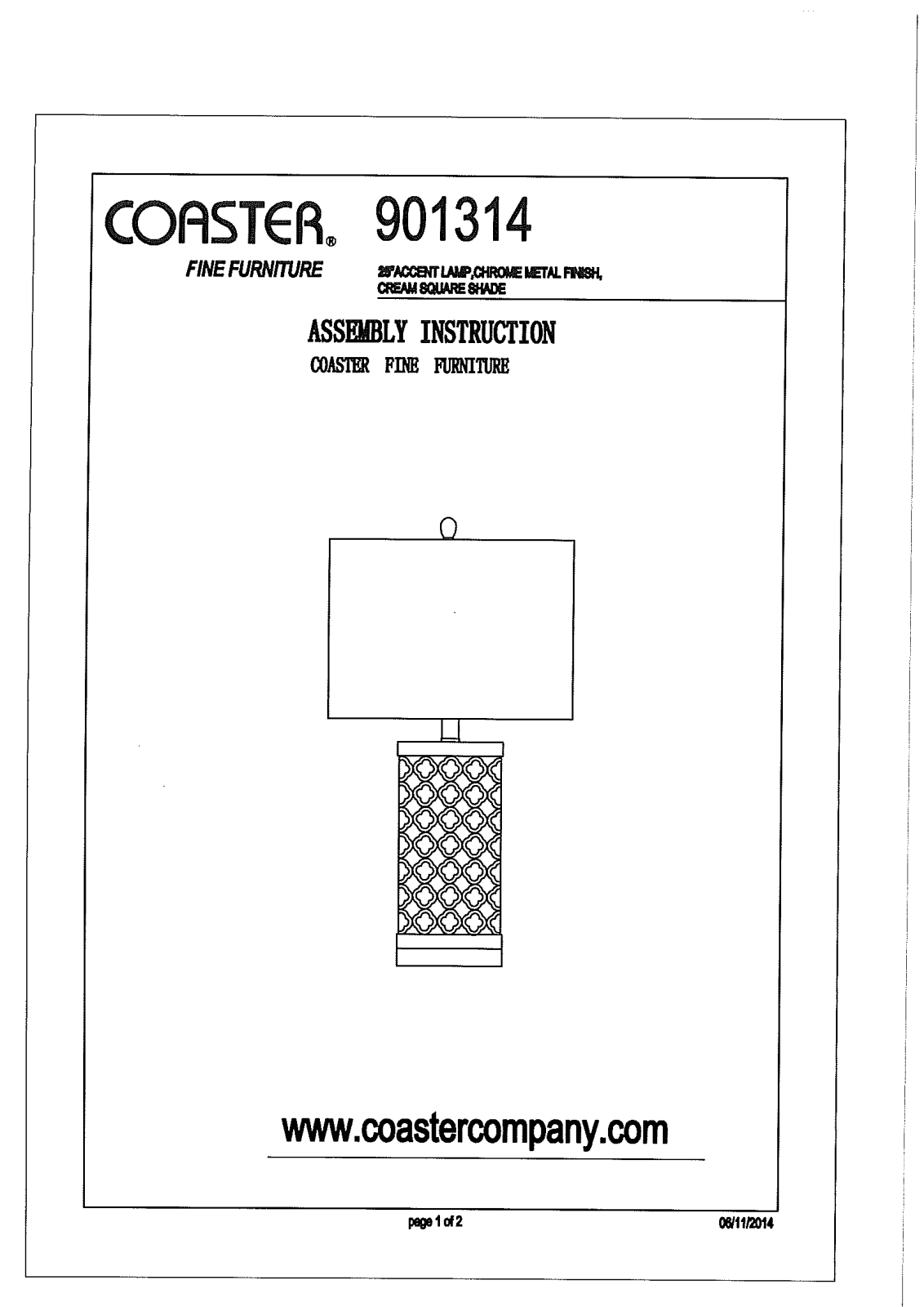 Coaster 901314 Assembly Guide