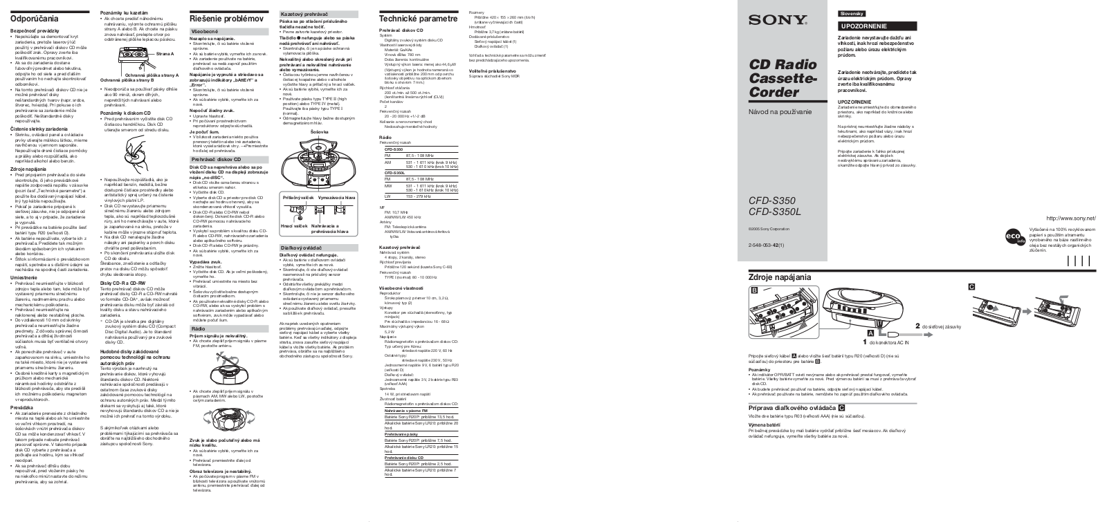 Sony CFD-S350L User Manual